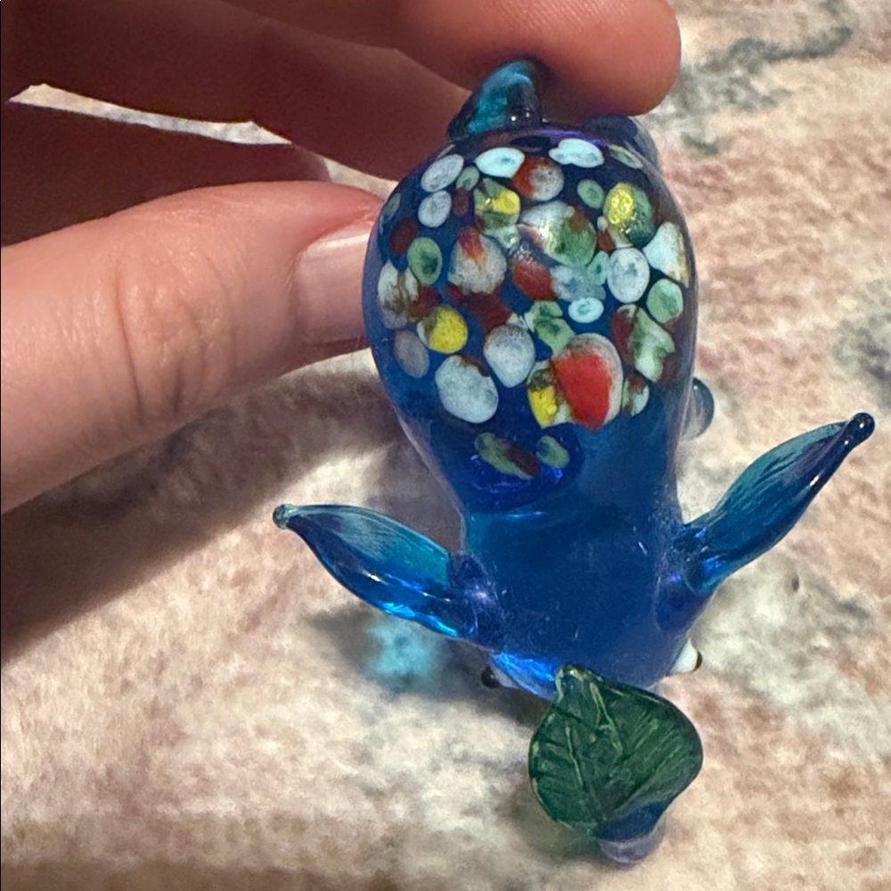 Blue Glass Elephant Figurines with Floral Accents - Picture 8 of 14